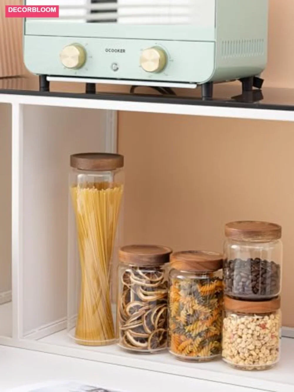 Airtight Glass Food Storage Canisters with Bamboo Lids Set of 5
